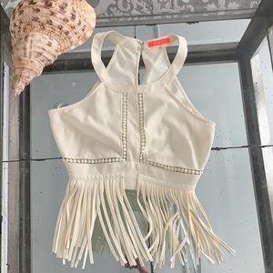 Off white Lulumari Fringe Cropped Top